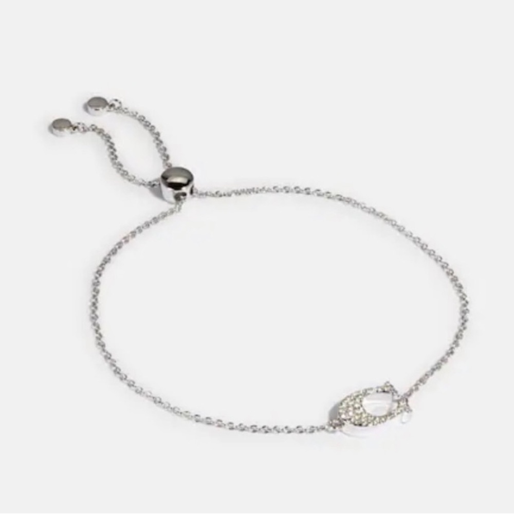 COACH Signature Slider Pave Bracelet Silver & Swarovski crystals & dust bag NWT - Picture 3 of 8